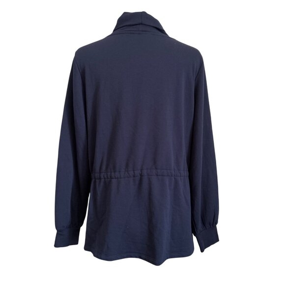 Crown & Ivy Navy Long-Sleeve Pullover With Drawstring Waist Womens Size L - Picture 3 of 7